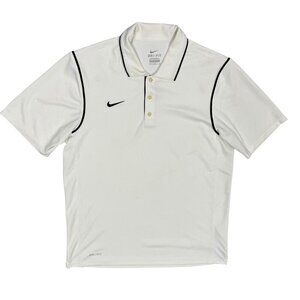 Nike Dri Fit Short Sleeve Polo Golf Shirt Stretch White Medium